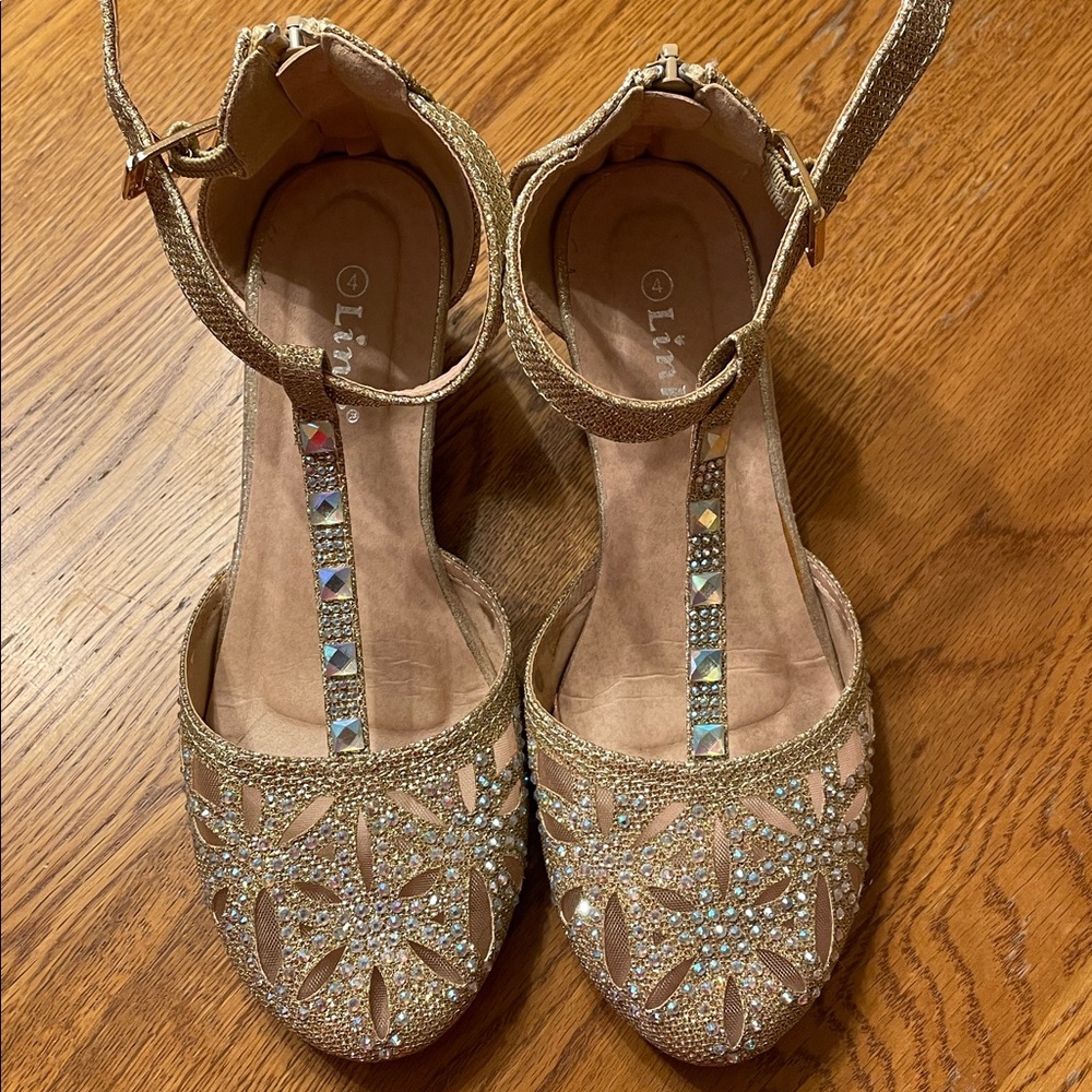 Forever Link Gold Glitter Kids Dress Shoes